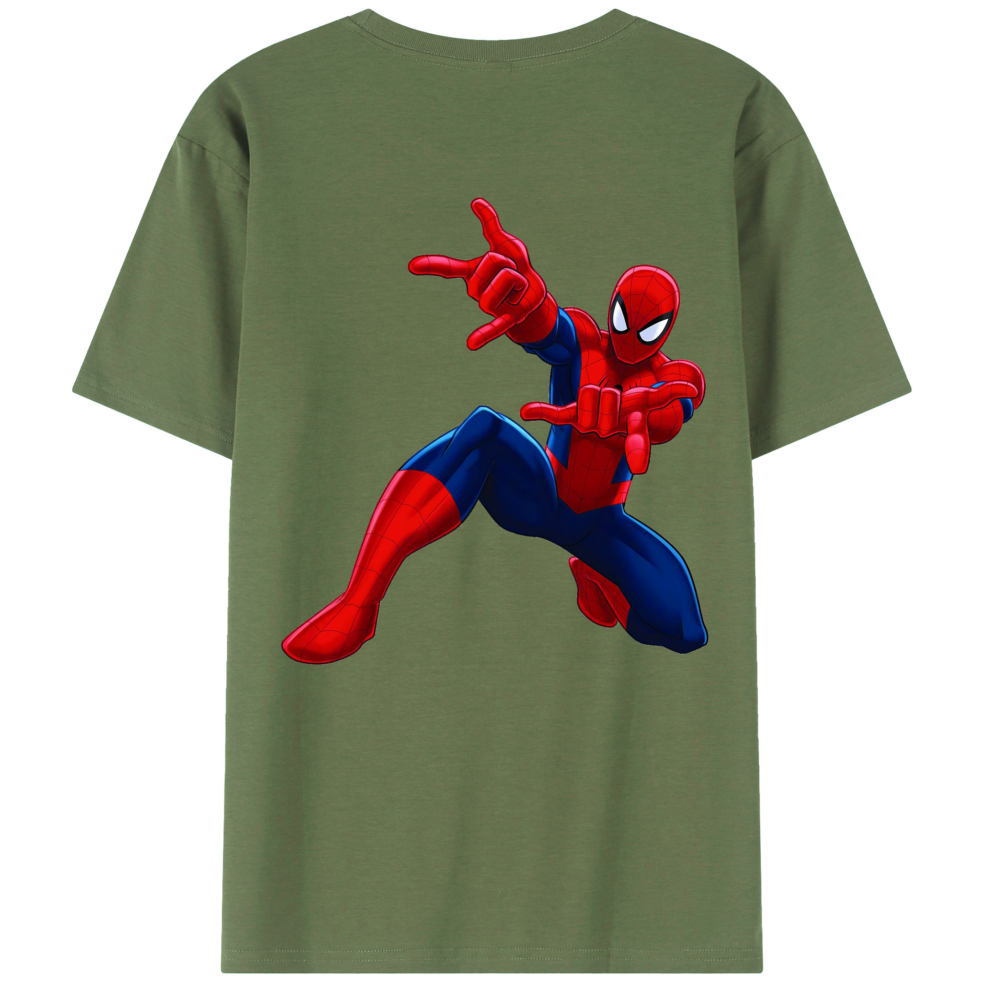 （画像用） Spider Man スパイダーマン 綿100％ メンズ半袖Tシャツ（バックプリント） 通気性